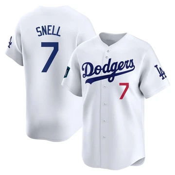 Men's Los Angeles Dodgers Blake Snell ＃7 White Limited 2024 World Tour Seoul Series Home Jersey