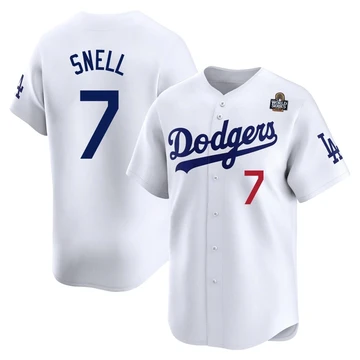 Men's Los Angeles Dodgers Blake Snell ＃7 White Limited Home 2024 World Series Jersey