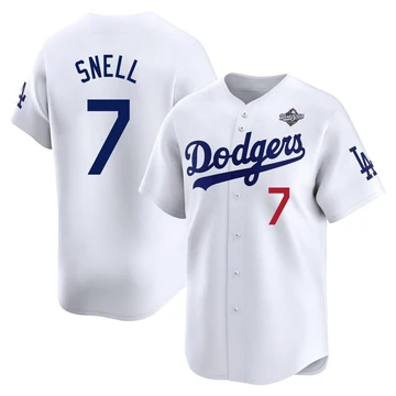 Men's Los Angeles Dodgers Blake Snell ＃7 White Limited Home 2025 World Series Jersey
