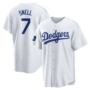 Men's Los Angeles Dodgers Blake Snell ＃7 White Replica 2024 World Tour Seoul Series Home Jersey