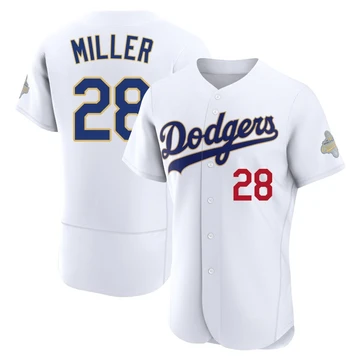 Men's Los Angeles Dodgers Bobby Miller ＃28 Gold Authentic White 2026 Collection Jersey