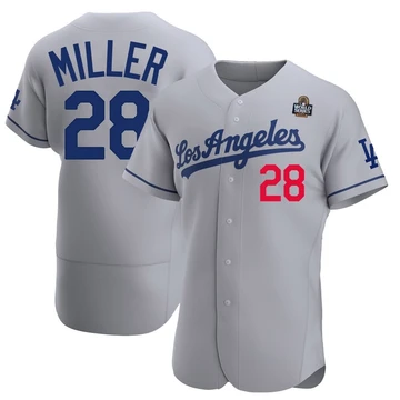 Men's Los Angeles Dodgers Bobby Miller ＃28 Gray Authentic Away Official 2024 World Series Jersey