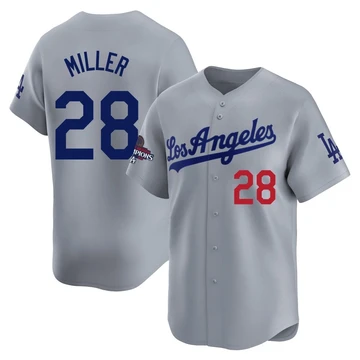 Men's Los Angeles Dodgers Bobby Miller ＃28 Gray Limited Away World Series Champions Jersey