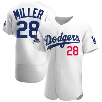 Men's Los Angeles Dodgers Bobby Miller ＃28 White Authentic Home Official 2024 World Series Champions Jersey