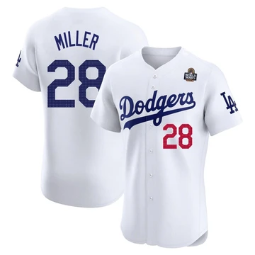 Men's Los Angeles Dodgers Bobby Miller ＃28 White Elite Home 2024 World Series Jersey
