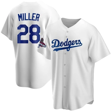 Men's Los Angeles Dodgers Bobby Miller ＃28 White Replica Home 2024 World Series Champions Jersey