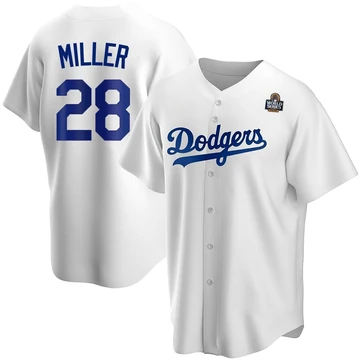 Men's Los Angeles Dodgers Bobby Miller ＃28 White Replica Home 2024 World Series Jersey