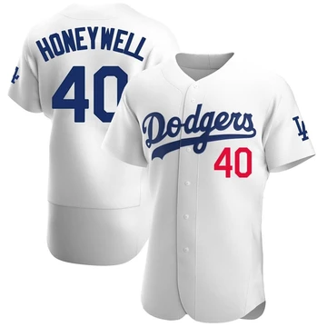 Men's Los Angeles Dodgers Brent Honeywell ＃40 White Authentic Home Jersey