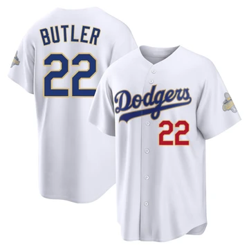Men's Los Angeles Dodgers Brett Butler ＃22 Gold Limited White 2026 Collection Stadium Jersey