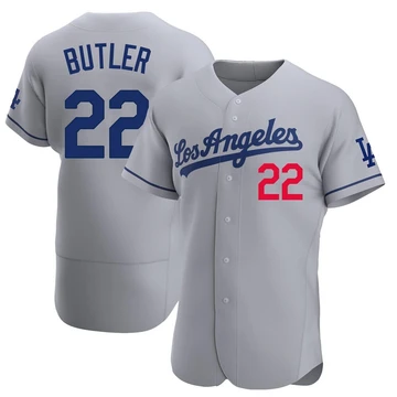 Men's Los Angeles Dodgers Brett Butler ＃22 Gray Authentic Away Jersey