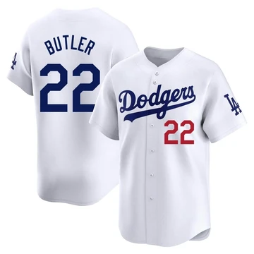 Men's Los Angeles Dodgers Brett Butler ＃22 White Limited Home Jersey
