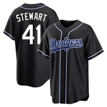 Men's Los Angeles Dodgers Brock Stewart ＃41 Black Replica Fashion Out Jersey