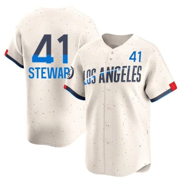 Men's Los Angeles Dodgers Brock Stewart ＃41 Cream Limited 2024 City Connect Jersey