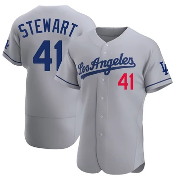 Men's Los Angeles Dodgers Brock Stewart ＃41 Gray Authentic Away Jersey