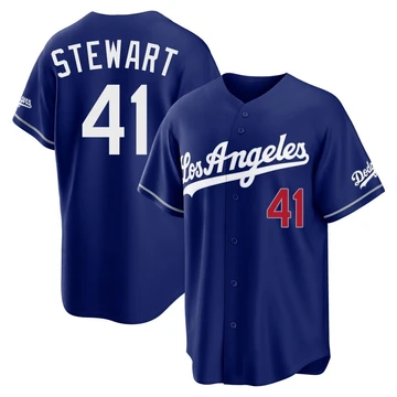 Men's Los Angeles Dodgers Brock Stewart ＃41 Royal Limited Alternate Stadium Jersey