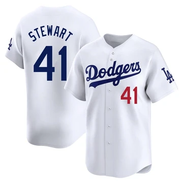 Men's Los Angeles Dodgers Brock Stewart ＃41 White Limited Home Jersey