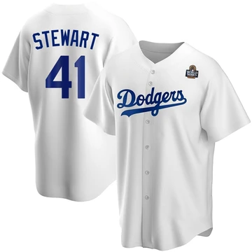 Men's Los Angeles Dodgers Brock Stewart ＃41 White Replica Home 2024 World Series Jersey