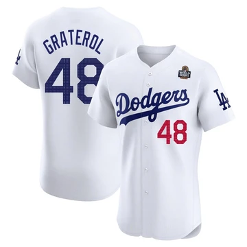 Men's Los Angeles Dodgers Brusdar Graterol ＃48 White Elite Home 2024 World Series Jersey