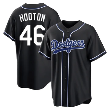 Men's Los Angeles Dodgers Burt Hooton ＃46 Black Replica Fashion Out Jersey