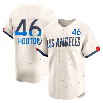 Men's Los Angeles Dodgers Burt Hooton ＃46 Cream Limited 2024 City Connect Jersey