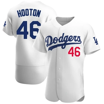 Men's Los Angeles Dodgers Burt Hooton ＃46 White Authentic Home Jersey