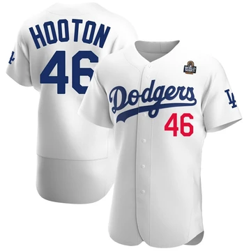 Men's Los Angeles Dodgers Burt Hooton ＃46 White Authentic Home Official 2024 World Series Jersey