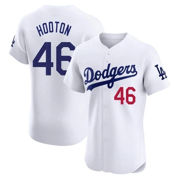 Men's Los Angeles Dodgers Burt Hooton ＃46 White Elite Home Jersey