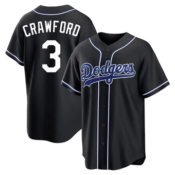 Men's Los Angeles Dodgers Carl Crawford ＃3 Black Replica Fashion Out Jersey
