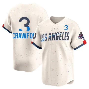 Men's Los Angeles Dodgers Carl Crawford ＃3 Cream Limited 2024 City Connect World Series Champions Jersey