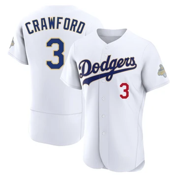 Men's Los Angeles Dodgers Carl Crawford ＃3 Gold Authentic White 2026 Collection Jersey
