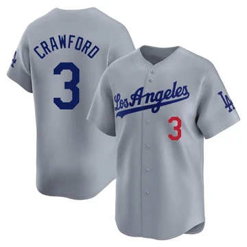 Men's Los Angeles Dodgers Carl Crawford ＃3 Gray Limited Away Jersey