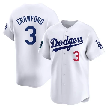 Men's Los Angeles Dodgers Carl Crawford ＃3 White Limited 2024 World Tour Seoul Series Home Jersey
