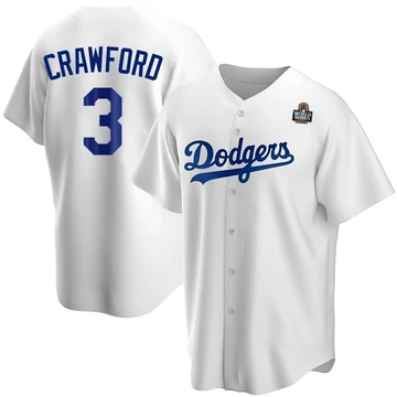 Men's Los Angeles Dodgers Carl Crawford ＃3 White Replica Home 2024 World Series Jersey