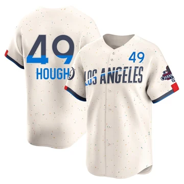 Men's Los Angeles Dodgers Charlie Hough ＃49 Cream Limited 2024 City Connect World Series Champions Jersey
