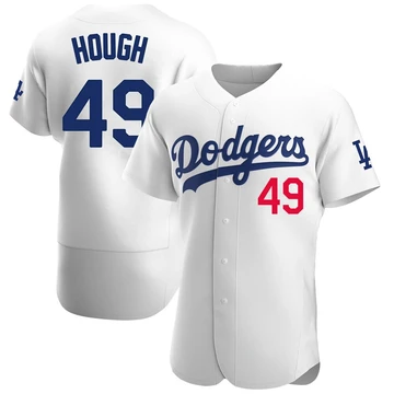Men's Los Angeles Dodgers Charlie Hough ＃49 White Authentic Home Jersey