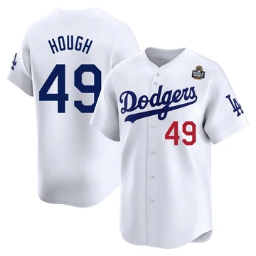 Men's Los Angeles Dodgers Charlie Hough ＃49 White Limited Home 2024 World Series Jersey