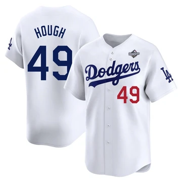 Men's Los Angeles Dodgers Charlie Hough ＃49 White Limited Home 2025 World Series Jersey
