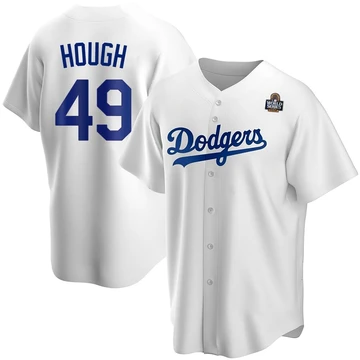 Men's Los Angeles Dodgers Charlie Hough ＃49 White Replica Home 2024 World Series Jersey