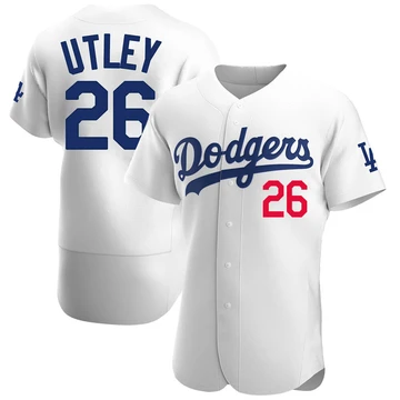 Men's Los Angeles Dodgers Chase Utley ＃26 White Authentic Home Jersey