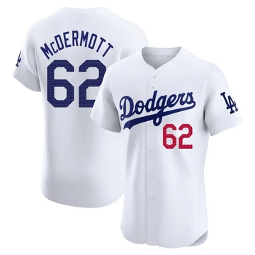 Men's Los Angeles Dodgers Chayce McDermott ＃62 White Elite Home Jersey