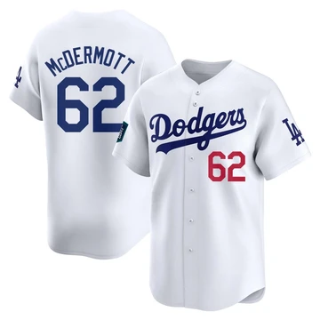 Men's Los Angeles Dodgers Chayce McDermott ＃62 White Limited 2024 World Tour Seoul Series Home Jersey