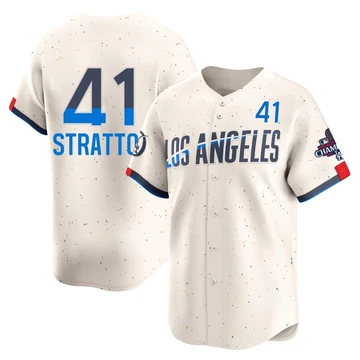 Men's Los Angeles Dodgers Chris Stratton ＃41 Cream Limited 2024 City Connect World Series Champions Jersey