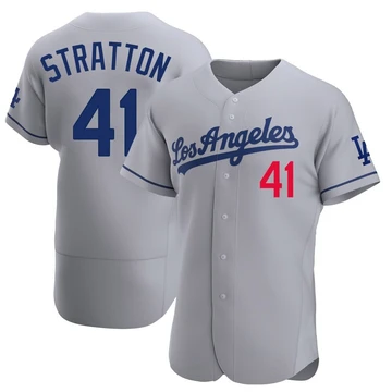 Men's Los Angeles Dodgers Chris Stratton ＃41 Gray Authentic Away Jersey