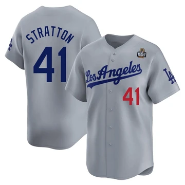 Men's Los Angeles Dodgers Chris Stratton ＃41 Gray Limited Away 2024 World Series Jersey