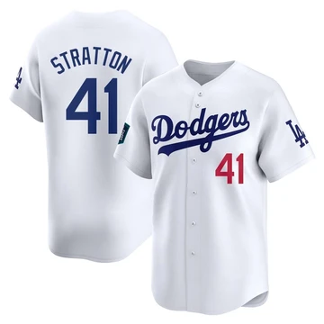 Men's Los Angeles Dodgers Chris Stratton ＃41 White Limited 2024 World Tour Seoul Series Home Jersey