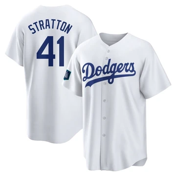 Men's Los Angeles Dodgers Chris Stratton ＃41 White Replica 2024 World Tour Seoul Series Home Jersey