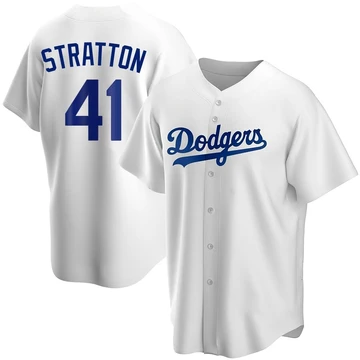 Men's Los Angeles Dodgers Chris Stratton ＃41 White Replica Home Jersey