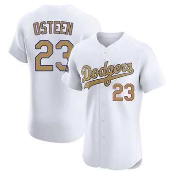 Men's Los Angeles Dodgers Claude Osteen ＃23 Gold Elite White 2025 Collection Jersey