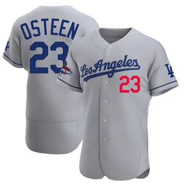 Men's Los Angeles Dodgers Claude Osteen ＃23 Gray Authentic Away Official 2024 World Series Champions Jersey