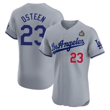 Men's Los Angeles Dodgers Claude Osteen ＃23 Gray Elite Road 2024 World Series Jersey